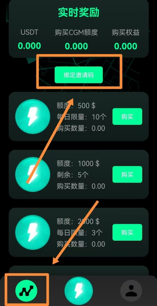 CGM~首码上线，正在空投，手机充电挖矿项目，用户下载APP，绑定币安智能链钱包，填写邀请码后即可充电挖矿，现阶段每日充电6分40秒可得4电力，1电力=1CGM，今日20点已上线博饼交易所，现价0.6USDT/枚，等级任务包奖励制度。